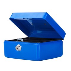 Small Cash Box Key Lock Portable Metal Money Safe Double Layer 6×4 4/5×3 1/5 In