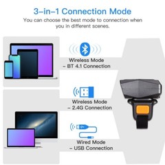 Eyoyo 2D Bluetooth Barcode Scanner Book Inventory IOS POS QR Code Finger Scanner