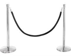US Weight – U2140 Premier Chrome Post and Black Velvet Rope Crowd Control Sta…