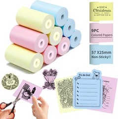 9 Rolls Colorful Thermal Printer Paper – Compatible with Mini Printers, Durable