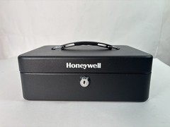 Honeywell 6112 Steel Cash Box 1 Bill & 5 Coin Slots 2 Keys Handle 9.8&Prime; X 7.3&Prime;