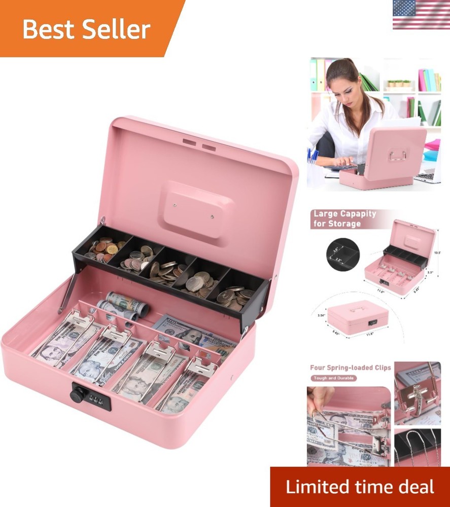 Water-Resistant Metal Cash Box with Combination Lock – Perfect for Festivals