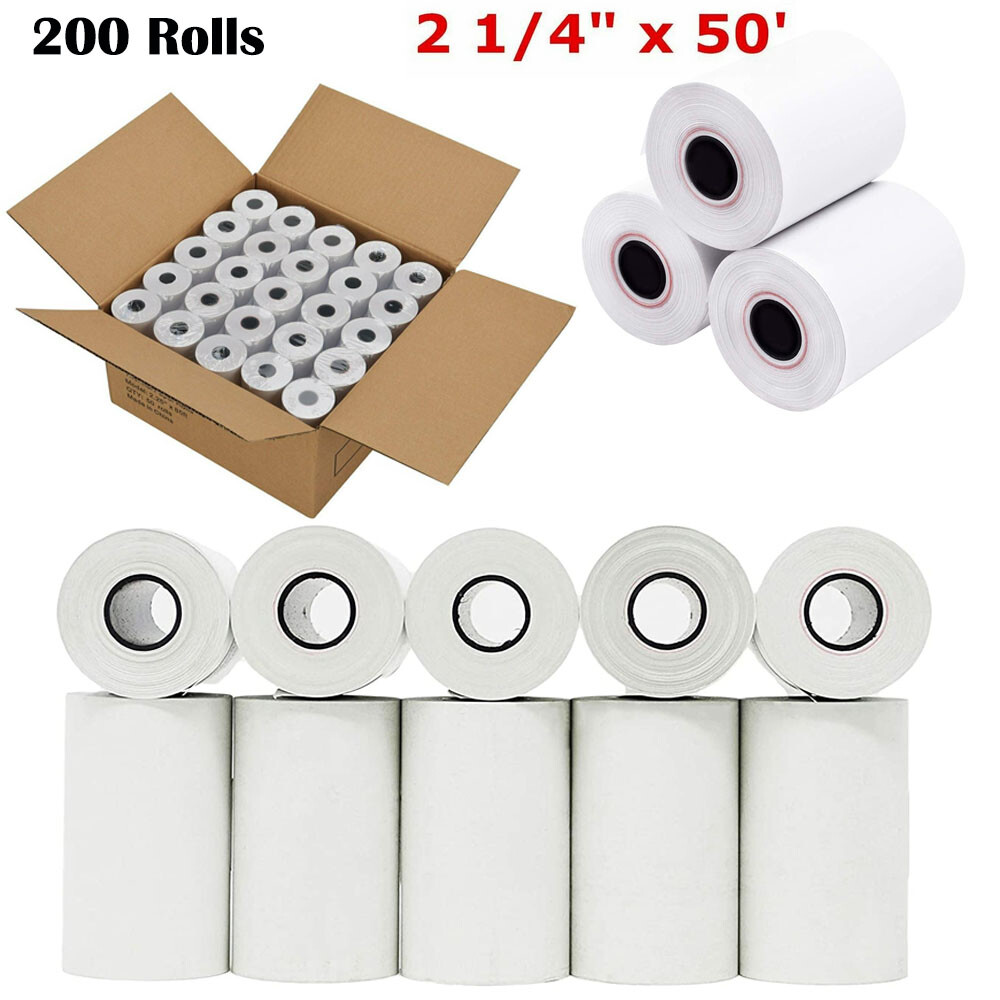 200 Rolls 2 1/4 x 50&prime; Thermal Paper Credit Card &Cash Register POS Receipt Paper