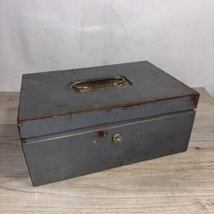 Vintage ASCO Art Steel Co New York Drab Metal Safe Deposit Box Patina No Key