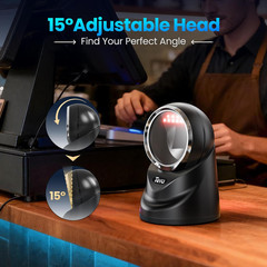2D QR Desktop Omnidirectional Barcode Scanner Hands-Free USB 2.0 Wired Bar Code