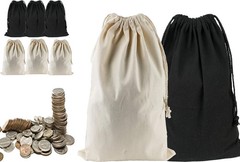 Lanyani 6 Packs Bank Coin Money Cash Bag Sacks, 12&Prime; x Large, Natural+black