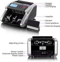Money Counter Machine with Value Count, Dollar, Euro UV/MG/IR/DD/DBL/HLF/CHN …