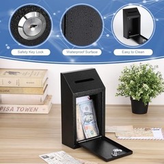 Secure Money Drop Box with Lock & Slot – Metal Cash Collection & Suggestion Box