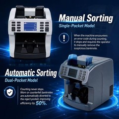 Oukeyer H-8900 Bank-Grade 2-Pocket Money Counter & Sorter with Built-in Print…
