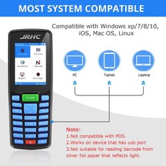 1D 2D Barcode Scanner Wireless, JRHC Portable Inventory Scanner & PDA Data r PDT