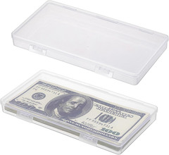 2 Pack Clear Plastic Cash Box Coin Storage Holder with Lid Portable Organizer