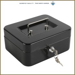 Medium Cash Box with Key Lock, Removable Coin Tray and Durable Steel Design