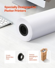 24&Prime; x 300ft CAD Bond Paper Plotter Roll 20lb Wide Format 2 Rolls 2&Prime; Core