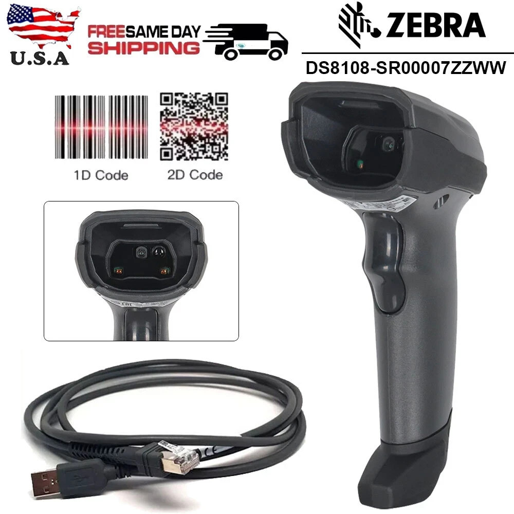 Zebra DS8108-SR00007ZZWW 2D Imager Wired Handheld Barcode Scanner w USB Cable