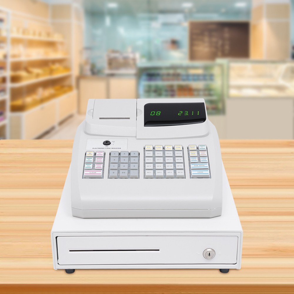 Electronic Cash Register Drawer Box w/ Key LED Display for Retail Restaurant POS