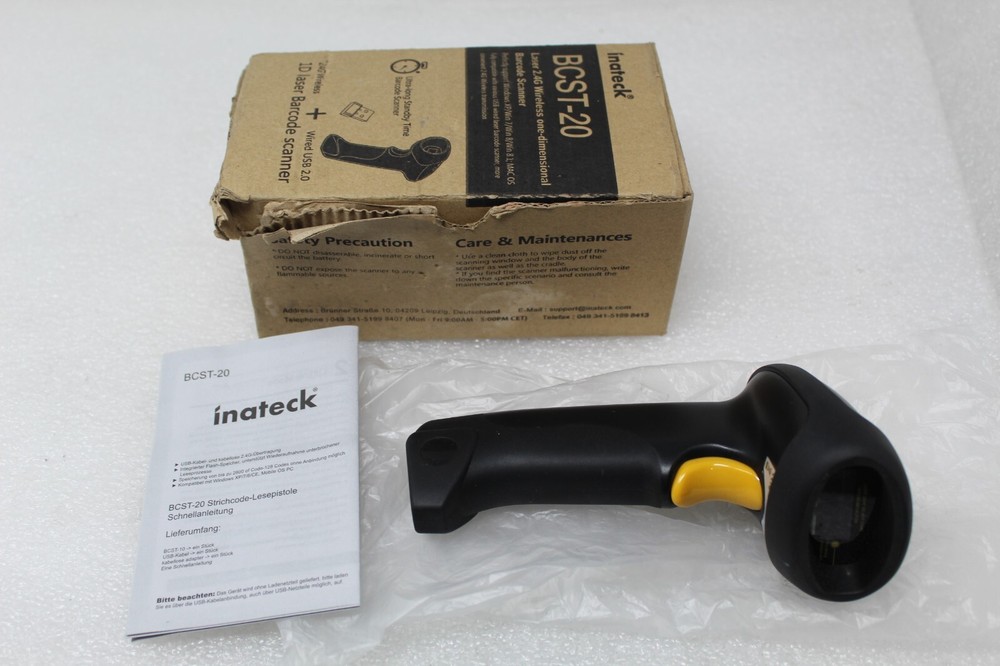NEW Laser 2.4G Wireless Barcode Scanner Inateck BCST-20