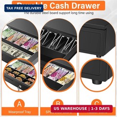 16.4&Prime; Cash Drawer with Media Slot, POS Cash Register with 5 Bill 8 Coin Slots, R