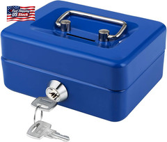 Mini Cash Box with Lock and Slot Small Cash Box with Money Tray Metal Piggy Bank