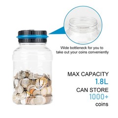 Electronic Digital LCD Coin Counter Counting Jar Money Saving Piggy Bank 1.8L JQ