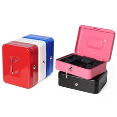 Jssmst Cash Box with Tray – Key Lock Safe Money L(9.84&Prime;), Blue