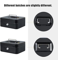 Compact Black Cash Box with Removable Tray and Key Lock | 175 Cubic Inches