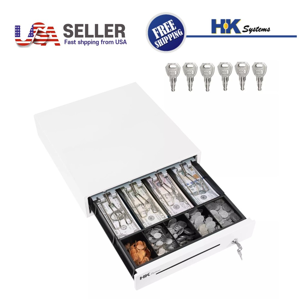 13&Prime; Heavy Duty POS Cash Drawer 4Bill/5Coin, Removable Coin Compartment, 24V, RJ1