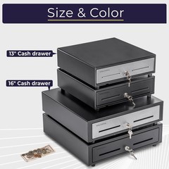 Black Cash Drawer with Removable Coin Slots