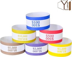 300 Assorted Currency Strap Bands – Self-Sealing Money Bundles, 7.5×1.25 Inches