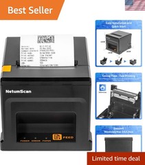 Fast 300mm/s USB POS Receipt Printer, 80mm with Auto Cutter & 250 Paper Capacity