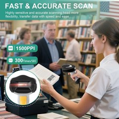Barcode Scanner, Handheld QR Scanner USB Wired Connection 1D 2D&PDF417 Data M…