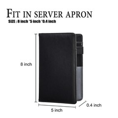 Black Server Books For Waitress/Waiter Book with Zipper Money PocketCute Wai…