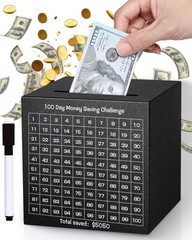 Money Saving Box, Unbreakable Piggy Bank for Adults Save $5,050 Metal Savings…