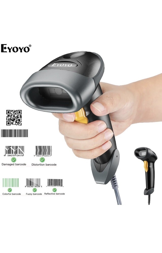Eyoyo Wired 1D QR 2D Barcode Scanner Bar Codes Reader Image Automatic Scanning