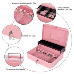 Cash Box with Money Tray and Lock – Ideal Money Box for Cash Management Metal…
