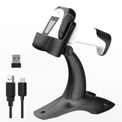 Laser Wireless Handheld Barcode Reader with Stand Bluetooth & 2.4Ghz and USB Wir