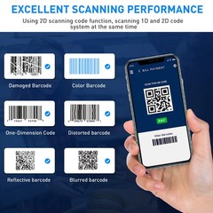 Bluetooth Barcode Scanner Mini 2D Portable Wireless 3in1 Handheld Reader