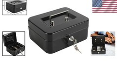 Elegant Locking Black Cash Box with Key Lock & Removable Coin Tray – 7.87&Prime;x6.30&Prime;