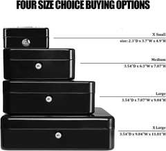 Chic Black Cash Box with Key Lock – Essential for Teens & Adults – 4.92” x 3.94”