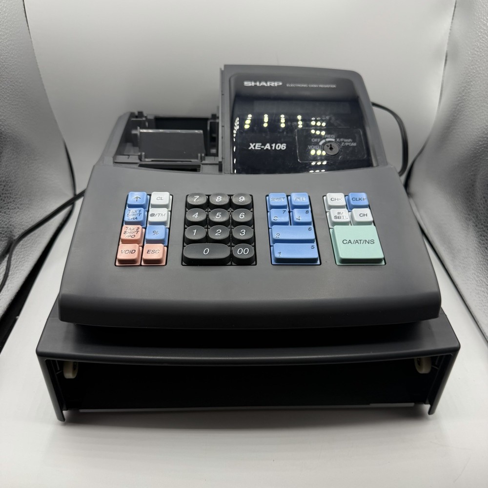 Sharp XE-A106 Cash Register No Drawer No Keys Powers On Parts Only