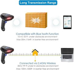 Compatible Bluetooth Barcode Scanner for iPhone Android PC Windows Mac CCD 1D 2D