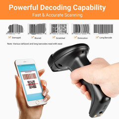 Wireless 1D 2D QR Barcode Scanner with USB Charging Base Handheld Bar Code Reade
