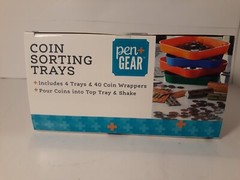 COIN SORTING TRAYS 4 TRAYS AND 40 COIN WRAPPERS INCLUDED POUR & SHAKE.