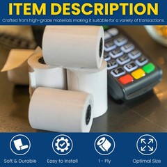 10 Rolls 3 Inch X 128 Foot Cash Register Point of Service Printer Receipt Paper