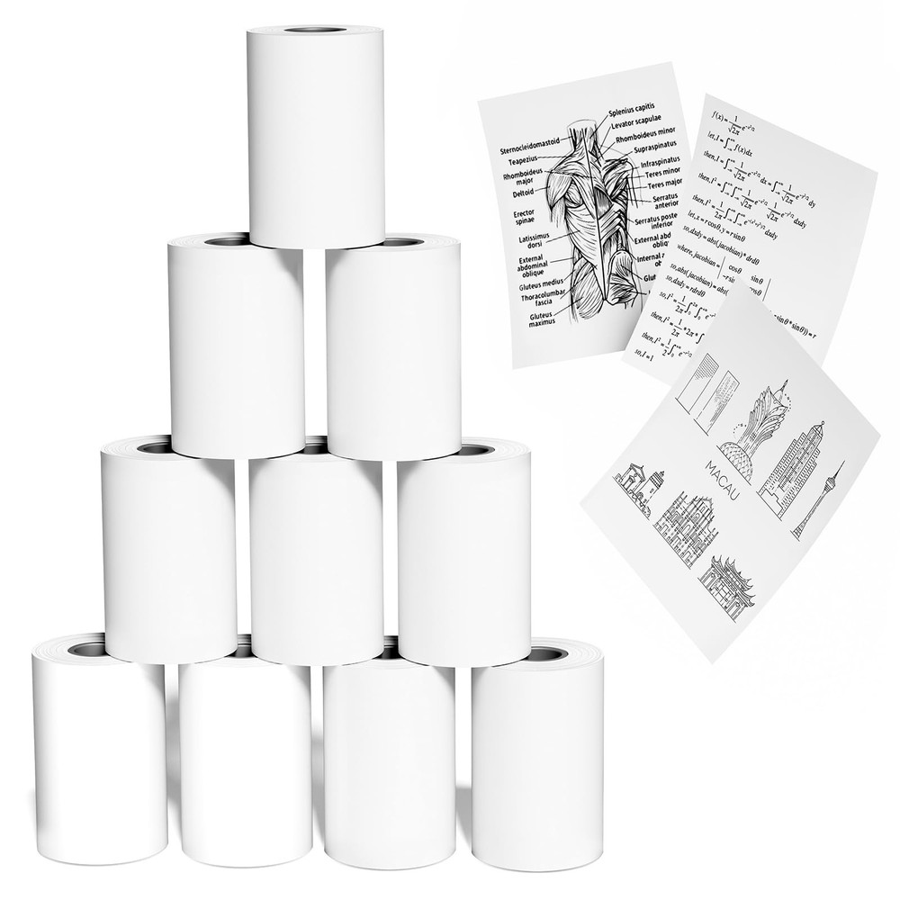 10 Rolls White Thermal Paper 1.96 Inch x 11.4 Ft For T02 M02X Mini Printer