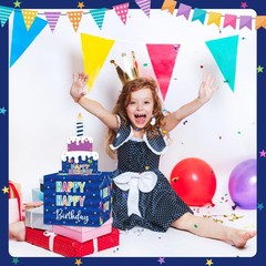 Money Box Birthday with Pull Out Happy Birthday Card and 50Pcs Transparent Bags