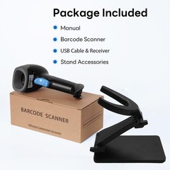 1D 2D QR Barcode Scanner Foldable Stand 2.4G Wireless USB Wired Handheld CMOS