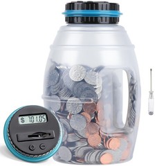 2.8L Blue XLarge Digital Coin Counting Piggy Bank LCD Counter US Money Jar