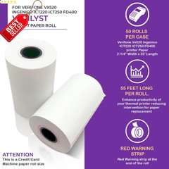 Thermal Paper Rolls 2 1/4×55 for Verifone Vx520 Ingenico ICT220 ICT250 50Pk US