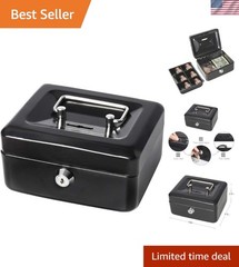 Compact Black Cash Box with Coin Slot – Perfect for Kids & Adults&rsquo; Valuables