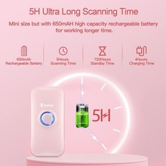 Eyoyo Bluetooth Barcode Scanner Scanning Image USB Wired & 2.4G Pink Used